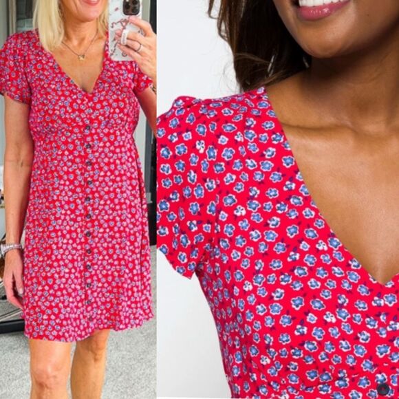 Mason & Belle Dresses & Skirts - NWT Stitchfix Mason & Belle Lyla Button Detail Dress Size XL Red Floral‎